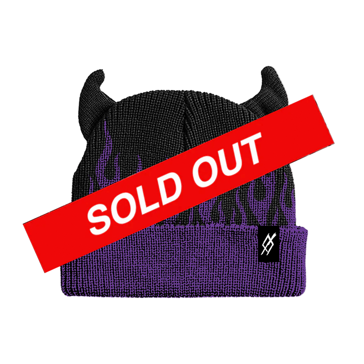 Purple Flames Horn Beanie